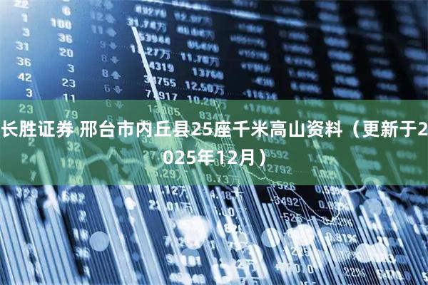 长胜证券 邢台市内丘县25座千米高山资料（更新于2025年12月）